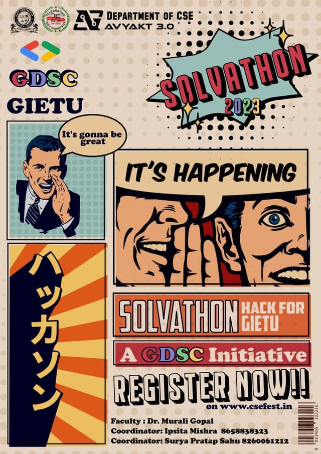 GDSC Solavthon 1.0 Illustrated Poster ✨ color